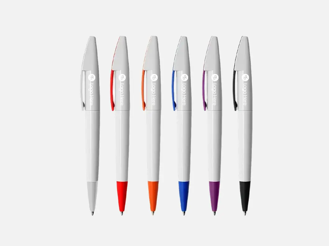White Barrel Twist Pen with Color Accents