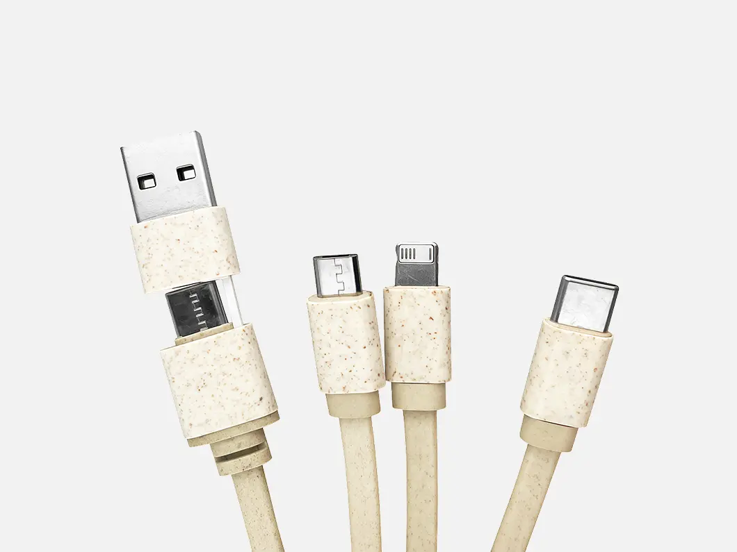 4-in-1 Bamboo Keychain Charger