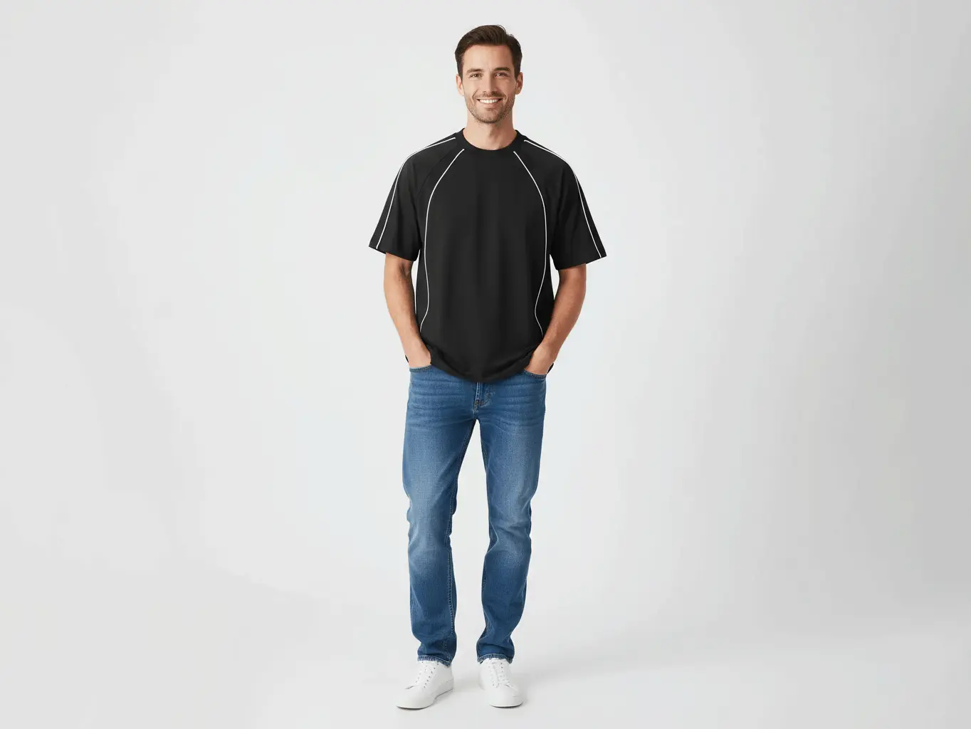 Contrast Piping Oversized T-Shirt - View 3