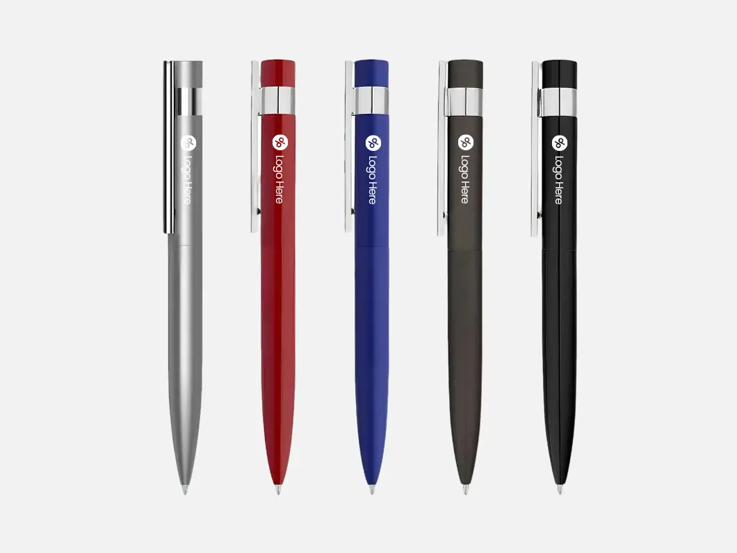 Metal Click Ballpoint Pen with Accent Band
