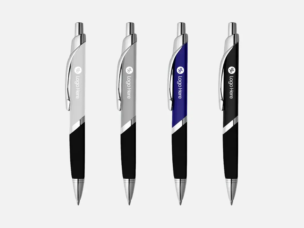 Two-Tone Metal Click Ballpoint Pen with Angled Split