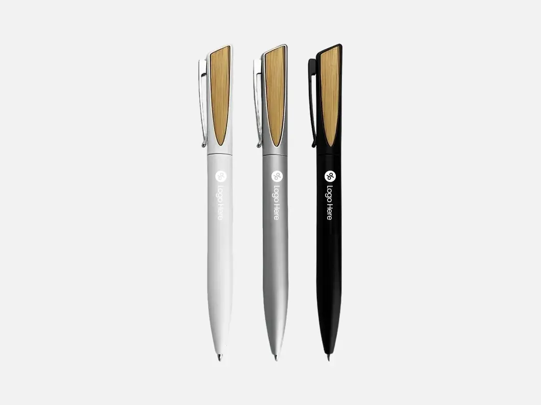 Bamboo Accent Metal Pen