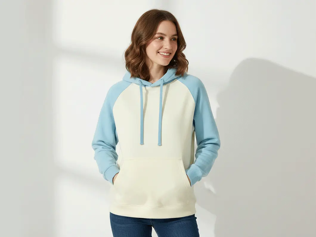 Contrast Raglan Hoodie - View 1
