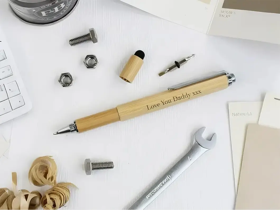 Bamboo Multi-Tool Ballpoint Pen - View 2