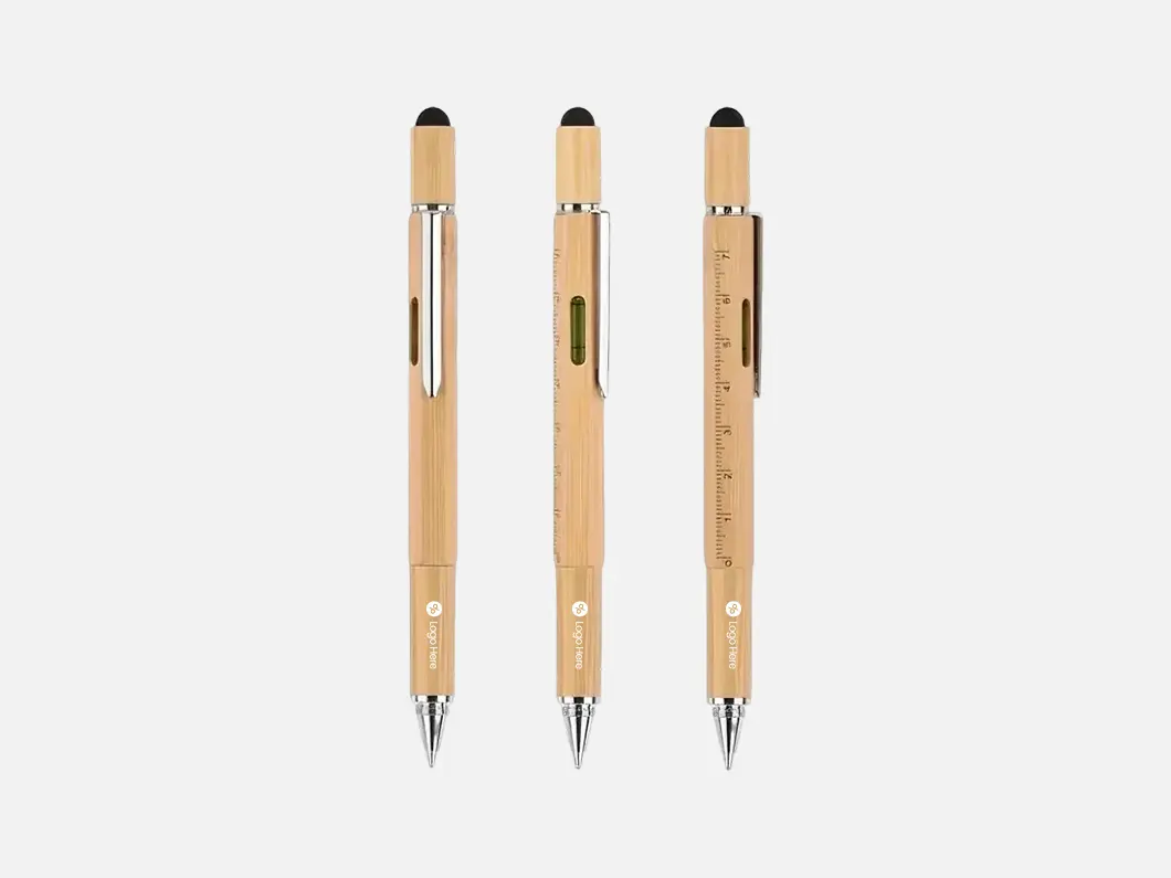 Bamboo Multi-Tool Ballpoint Pen - View 3