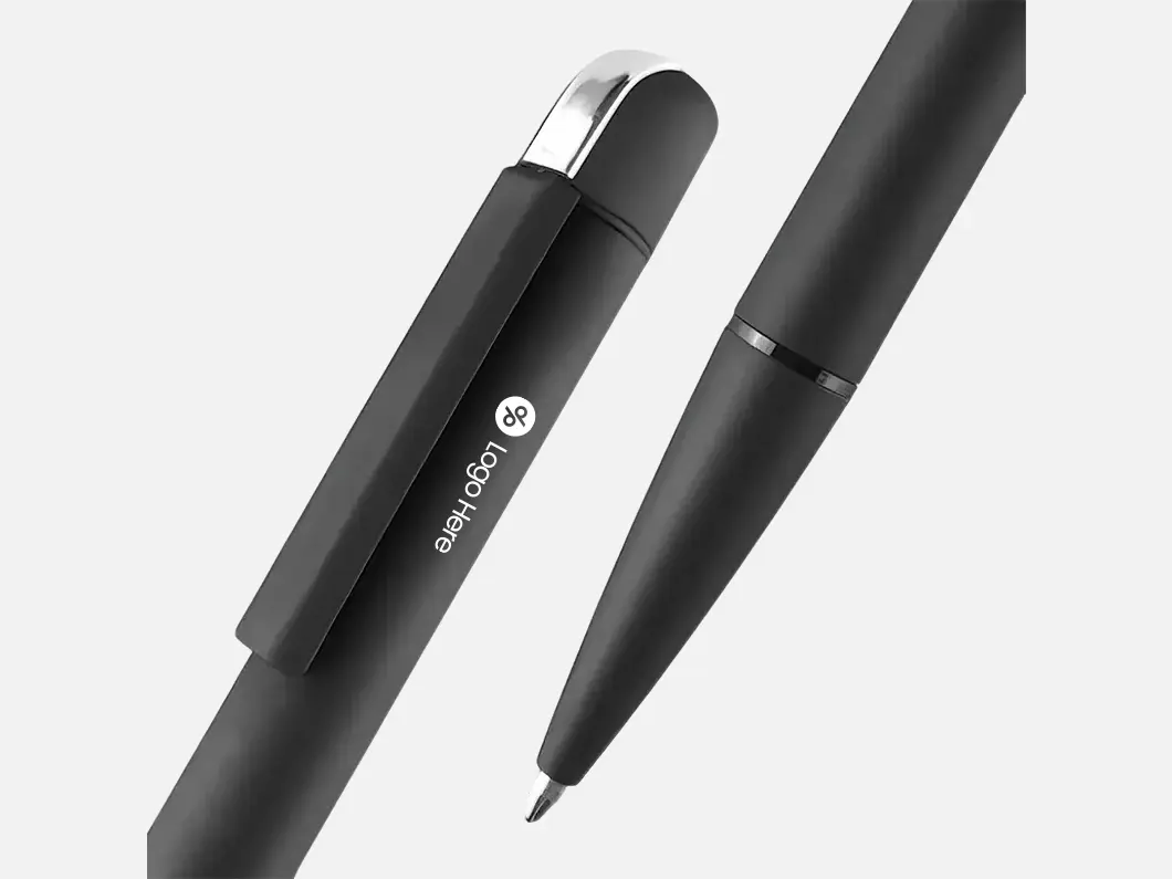 Matte Black Stainless Steel Click Ballpoint Pen - View 2