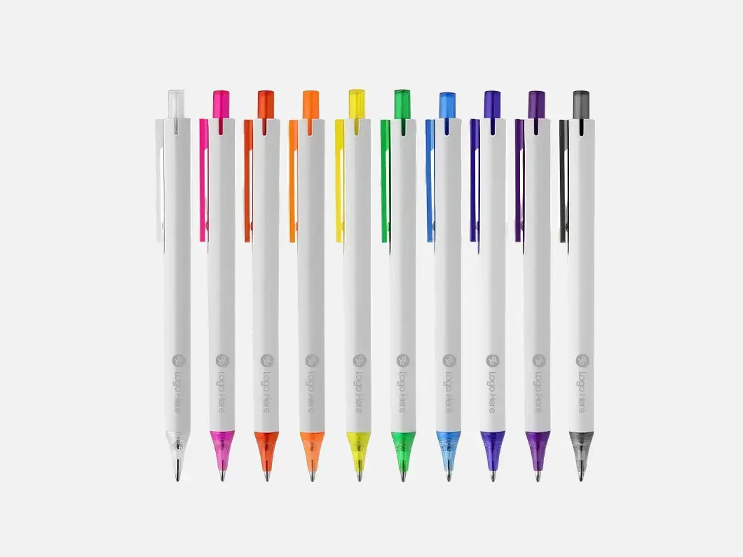 White Barrel Color Trim Ballpoint Pen - View 1