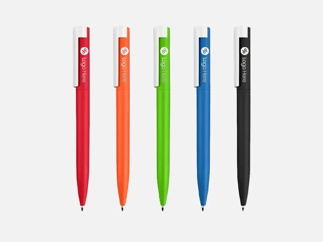 Color Barrel White Clip Retractable Pen - View 1