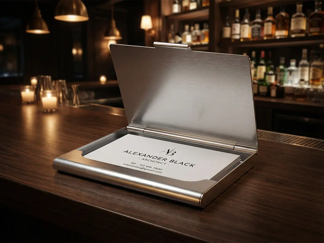 Stainless Steel Business Card Holder - View 4