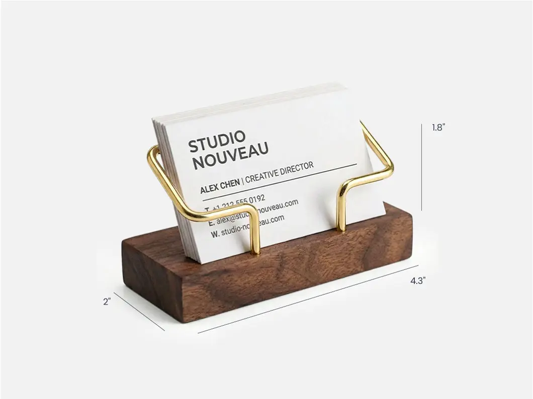 Walnut Wood & Metal Business Card Holder - View 5