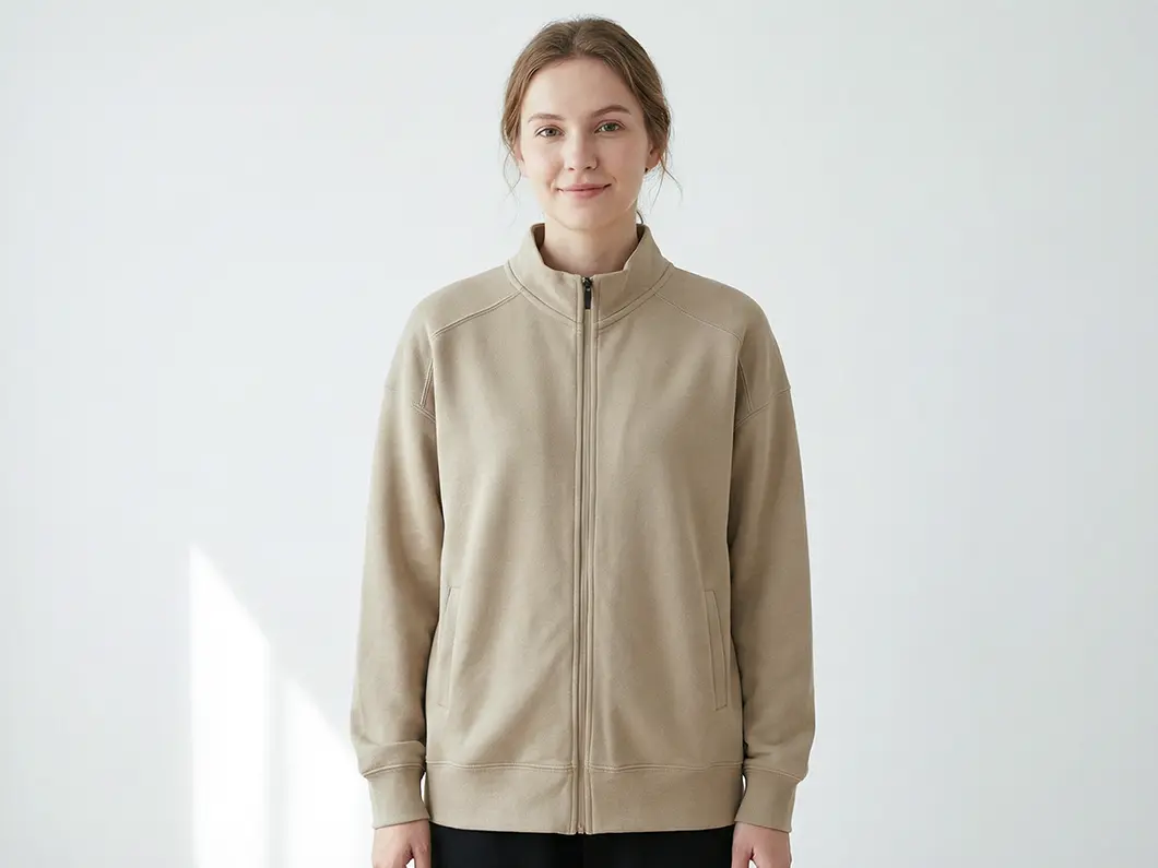 Cotton Blend Zip Jacket - View 2