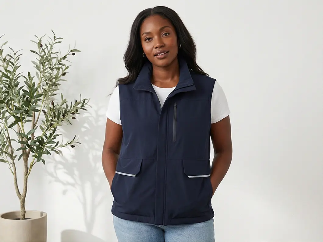 Contrast Insulated Zip Vest - View 1