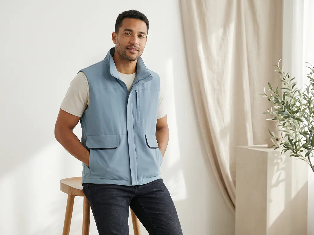 Contrast Insulated Zip Vest - View 4