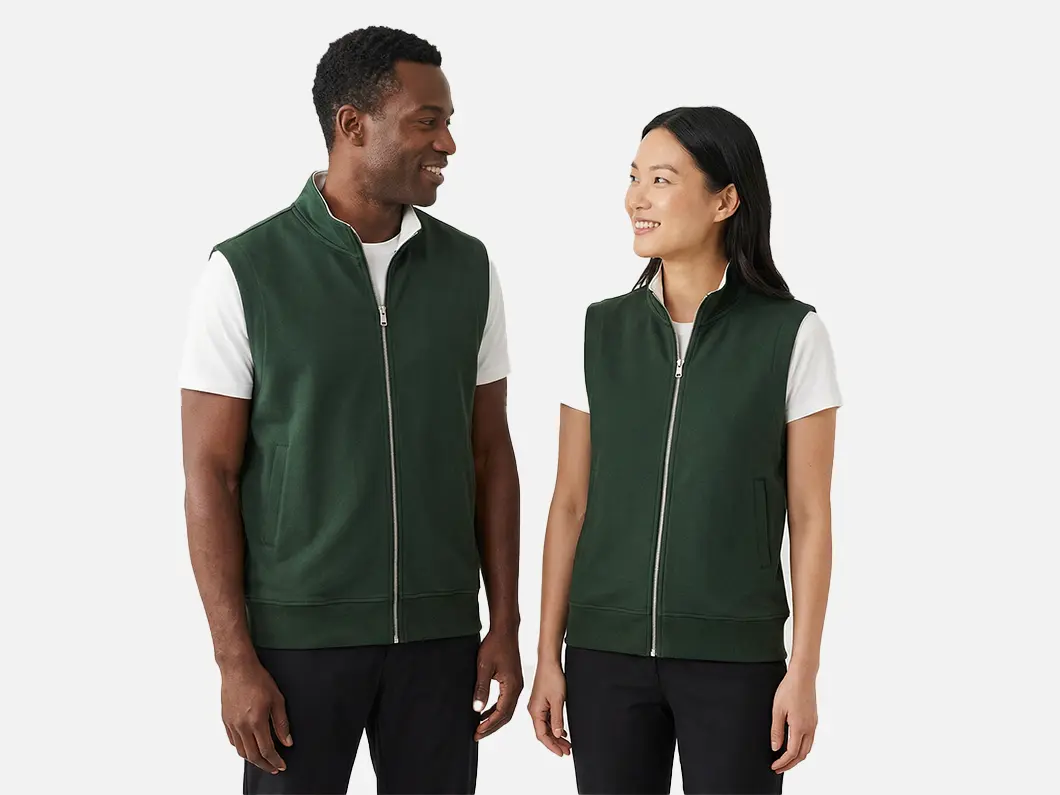 Double Knit Casual Zip Vest - View 3