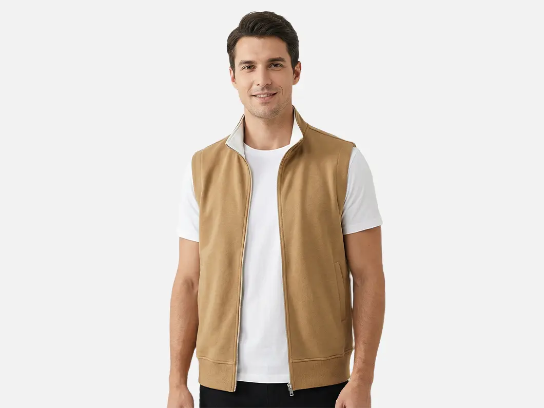 Double Knit Casual Zip Vest - View 4