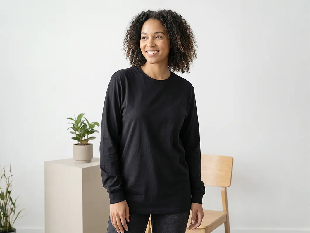 Unisex Long Sleeve Cotton T-Shirt - View 1