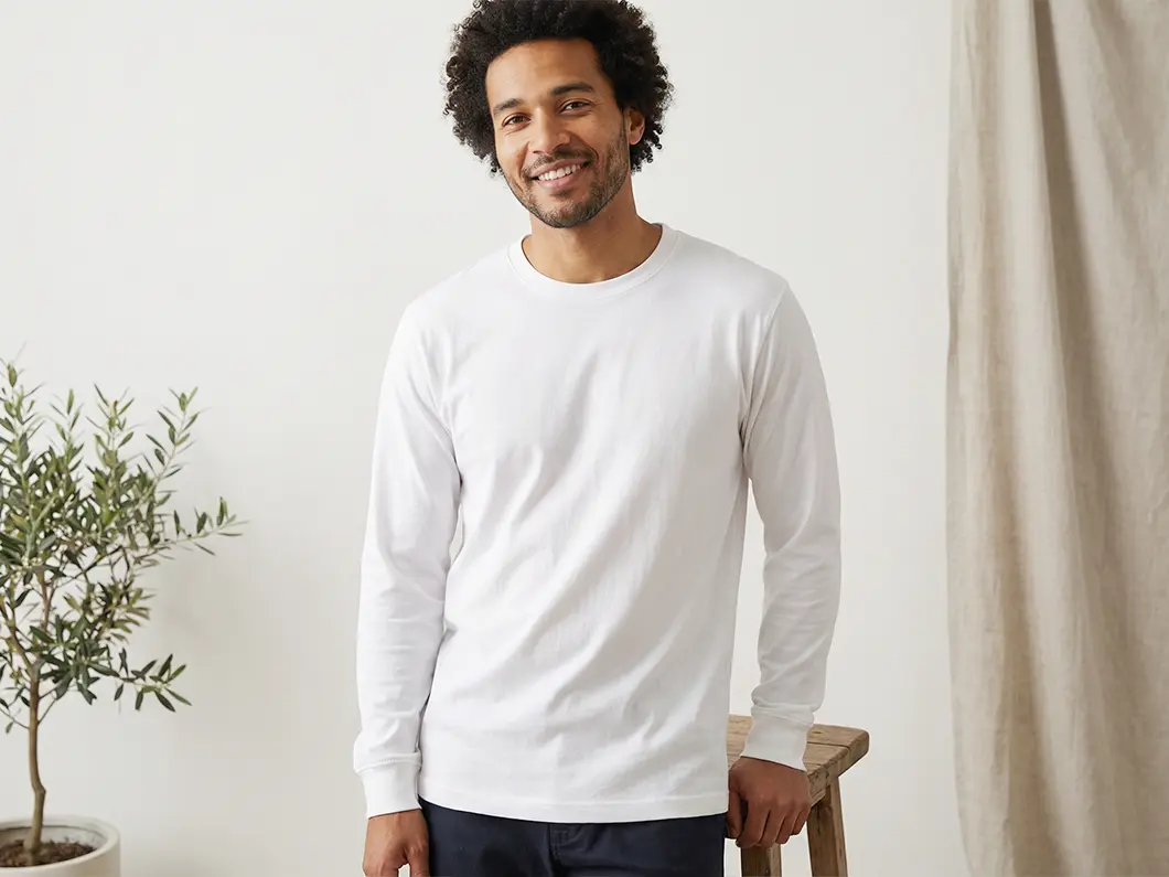 Unisex Long Sleeve Cotton T-Shirt - View 3
