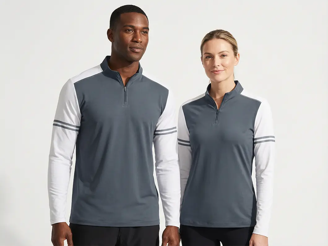 Lightweight Athletic Quarter-Zip Long Sleeve T-Shirt - View 1