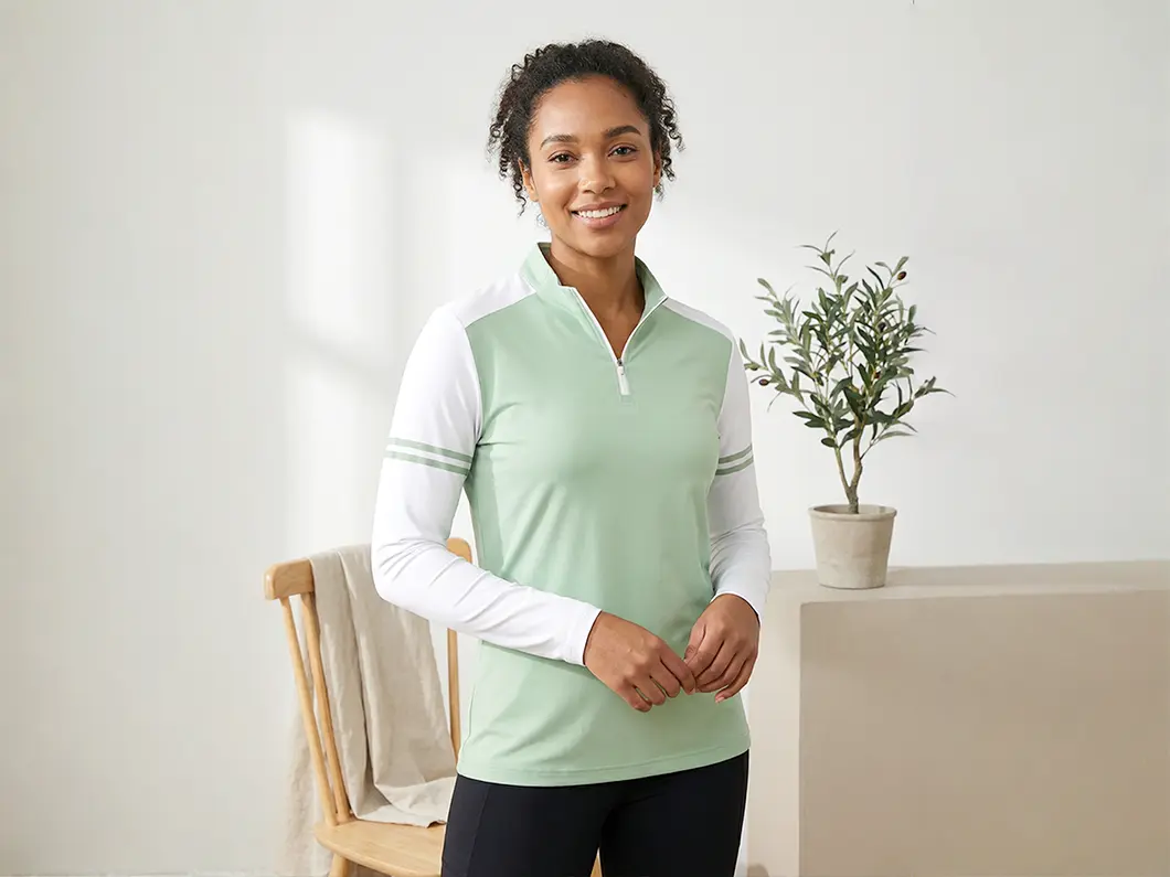 Lightweight Athletic Quarter-Zip Long Sleeve T-Shirt - View 3