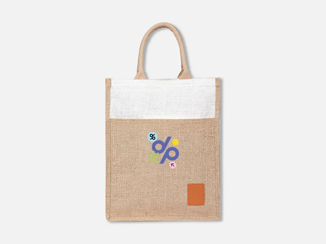 Two-Tone Jute Tote Bag - View 1