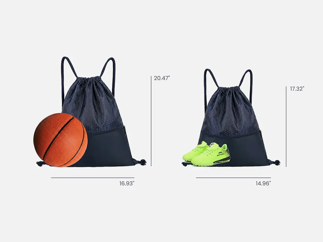 Drawstring Backpack with Zipper Pocket - View 2