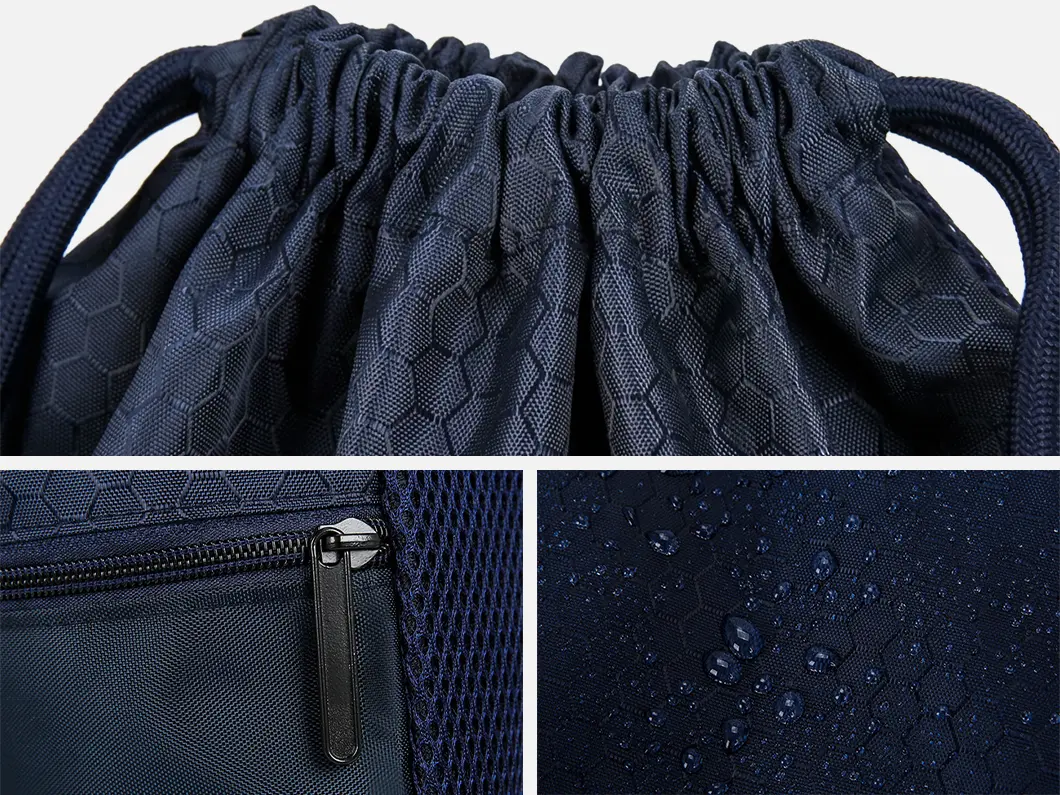 Drawstring Backpack with Zipper Pocket - View 3
