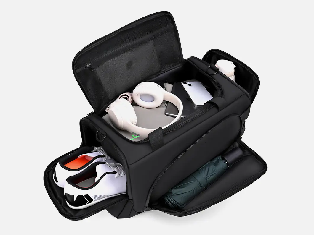 Water-Resistant Gym Duffel Bag with Shoe Compartment - View 2
