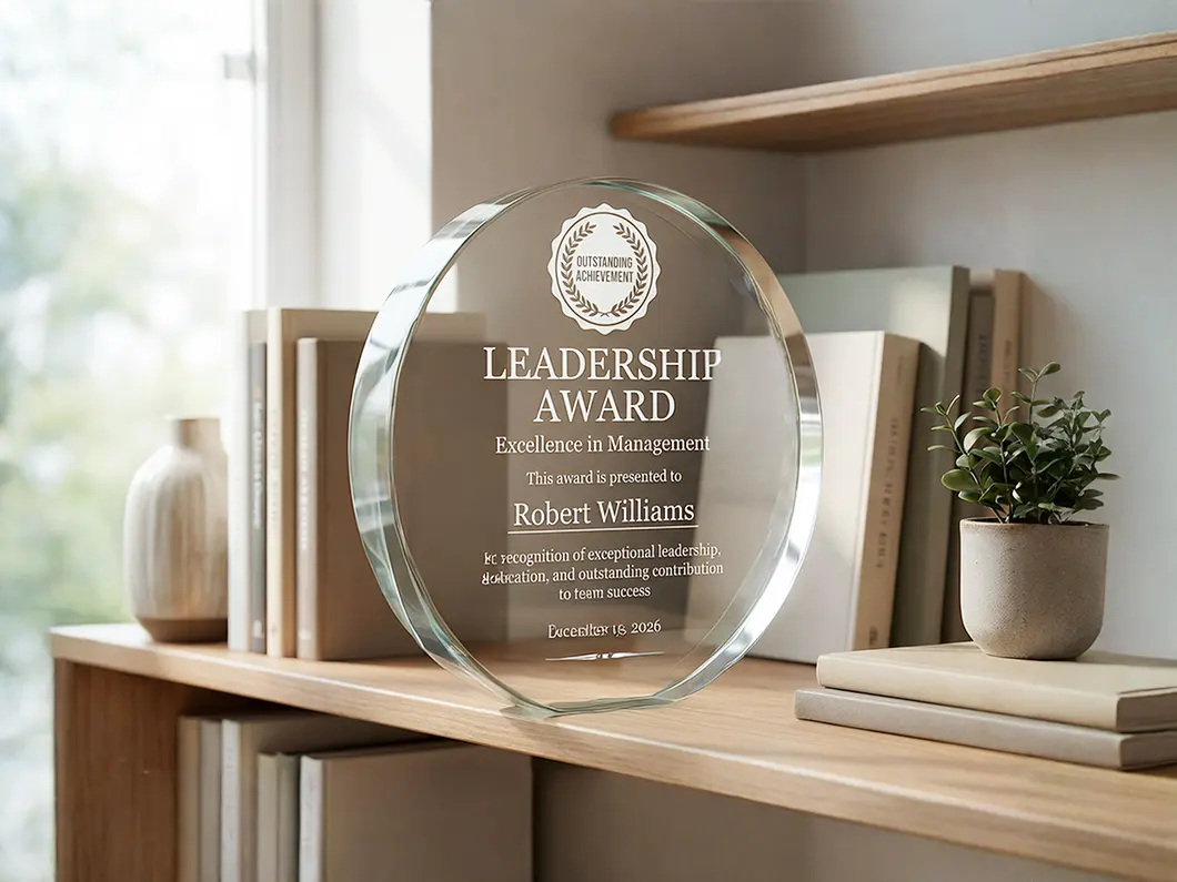 Round Crystal Award Plaque - View 5
