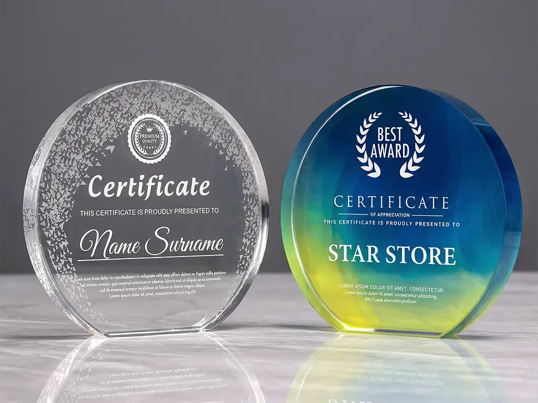 Round Crystal Award Plaque - View 2