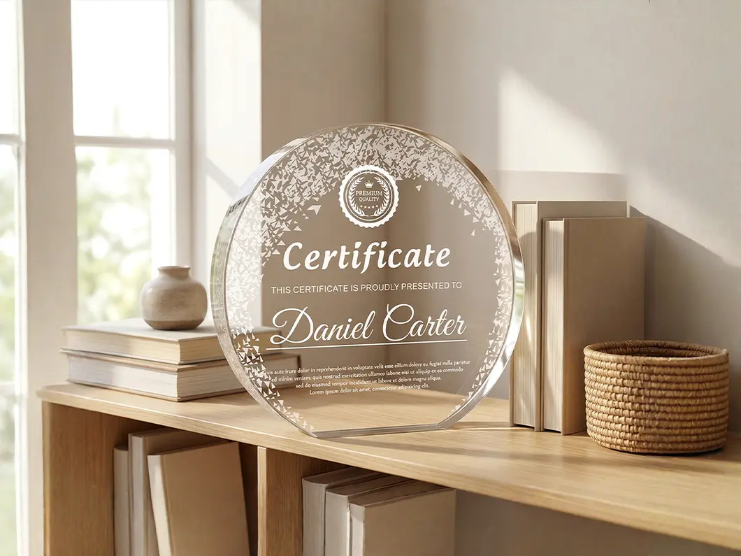 Round Crystal Award Plaque - View 4