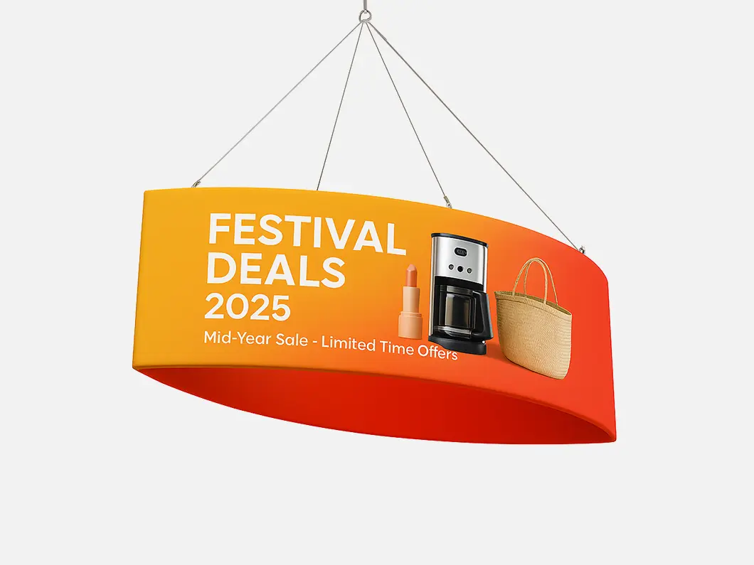 Football-Shaped Tension Fabric Hanging Banners